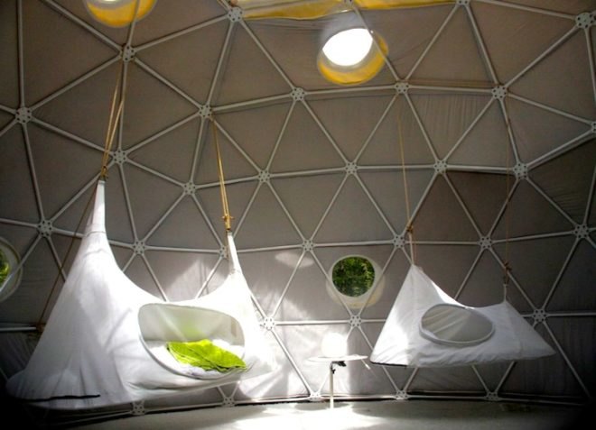 The Dome Garden, geodesic domes, eco-tourism, eco-travel, wood burner, locally sourced materials, recycled glass, London, England, glamping, camping, green design, sustainable design, eco-design, solar panels, dome tents, insulation, rainwater harvesting