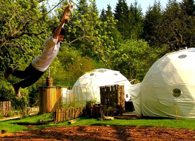 The Dome Garden, geodesic domes, eco-tourism, eco-travel, wood burner, locally sourced materials, recycled glass, London, England, glamping, camping, green design, sustainable design, eco-design, solar panels, dome tents, insulation, rainwater harvesting