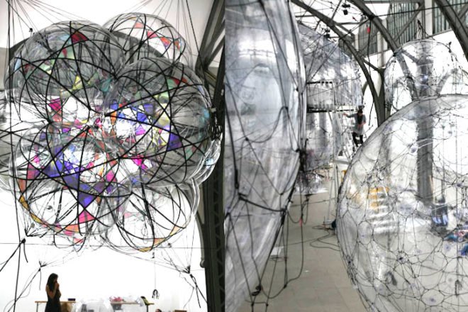 green design, eco design, sustainable design, Berlin, Hamburger Bahnof, Cloud Cities, Tomas Saraceno, geodesic dome, Utopian bubbles, biospheres