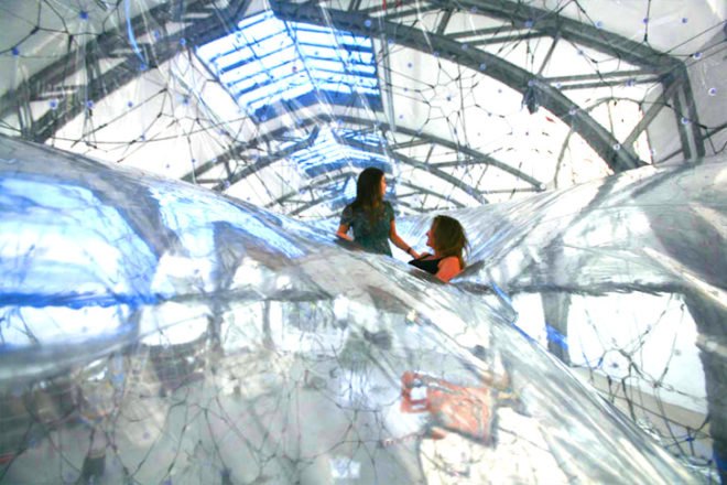 green design, eco design, sustainable design, Berlin, Hamburger Bahnof, Cloud Cities, Tomas Saraceno, geodesic dome, Utopian bubbles, biospheres