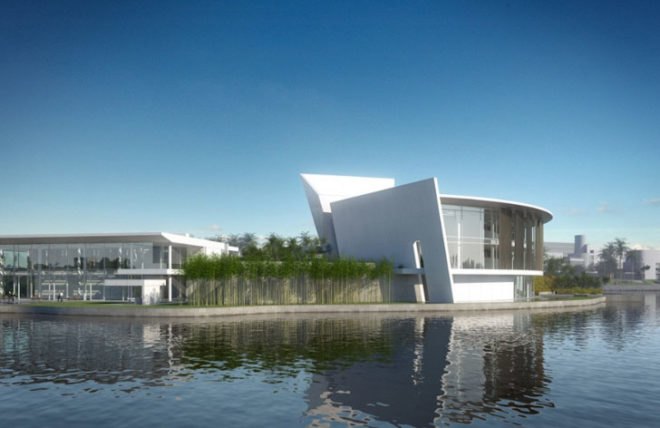 green design, eco design, sustainable design, RIchard Meier Architects, Shenzhen Clubhouse, China, Metal louvers, OCT River