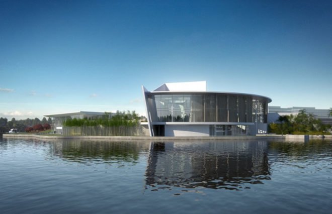 green design, eco design, sustainable design, RIchard Meier Architects, Shenzhen Clubhouse, China, Metal louvers, OCT River