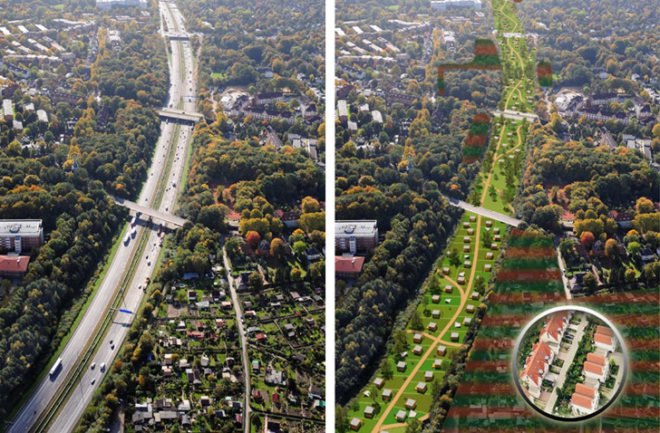 A7 Cover, Hamburg, Germany, autobahn, noise pollution, parks, greenspace, Hamburger Deckel