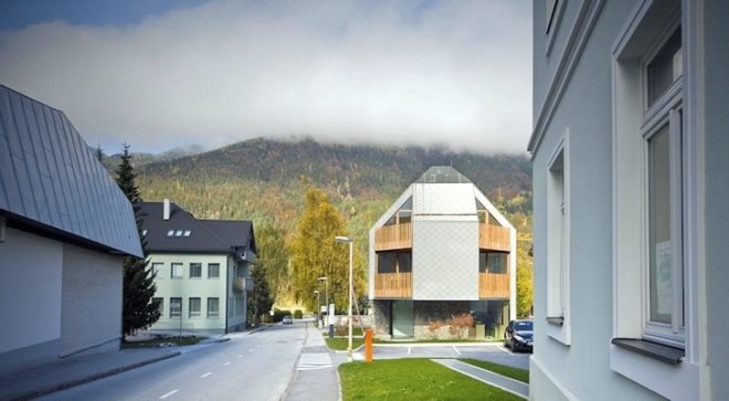 scalloped skin, alpine, slovenia, ski complex, ski apartments, OFIS, OFIS arhitekti, vernacular architecture, local tradition, local architecture, green building, green design, sustainable design, eco design