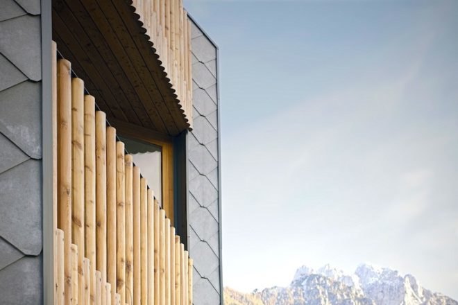 scalloped skin, alpine, slovenia, ski complex, ski apartments, OFIS, OFIS arhitekti, vernacular architecture, local tradition, local architecture, green building, green design, sustainable design, eco design