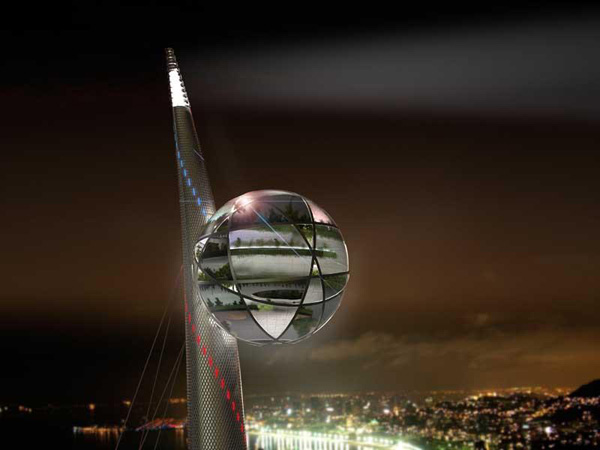 Luis de Garrido, telecommunications tower, Berimbau, LED, passive design, spherical building, eco-dome, eye of horus, green design, sustainable design, multimedia, eco design, Rio, Olympic Games, 2016, 2014, bioclimatic conditions