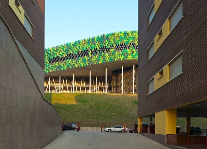 green design, sustainable design, eco-design, sustainable development, bilbao, bilbao arena, energy regulating facade, passive design, solar gain, natural light, daylighting, rainwater harvesting, natural ventilation