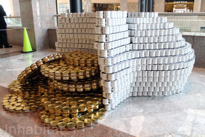 canstruction, canstruction event, world financial center, canned good sculptures, canstruction nyc, canstruction new york city, city harvest, city harvest charity, food pantry, food donations, canstruction 2011, canstruction photos