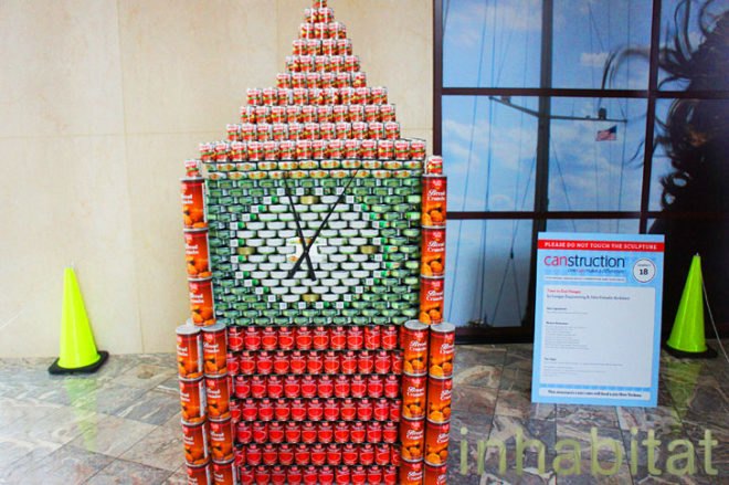 Canned Big Ben, Canned Tower, Tower of Cans, canstruction, canstruction new york city, canstruction nyc, world financial center, canned good sculptures, canstruction nyc, canstruction new york city, city harvest, city harvest charity, food pantry,