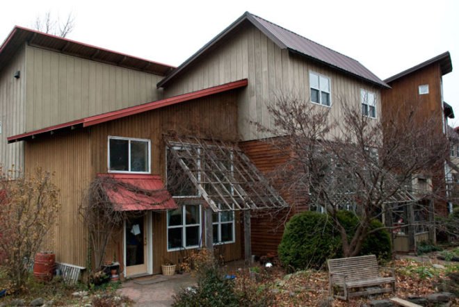 Groundswell Center for Local Food and Farming; sustainable living; EcoVillage at Ithaca; New York New York State; sustainable housing; co-housing; shared housing; common house; Inhabitat; upstate New York; Finger Lakes region; solar panels; energy efficient; compost toilet; intentional community; CSA; community supported agriculture; green living; green housing; Joan Bokaer; Liz Walker; alternative living; solar energy; PV panels; work teams; passive solar; green architecture; sustainable architecture