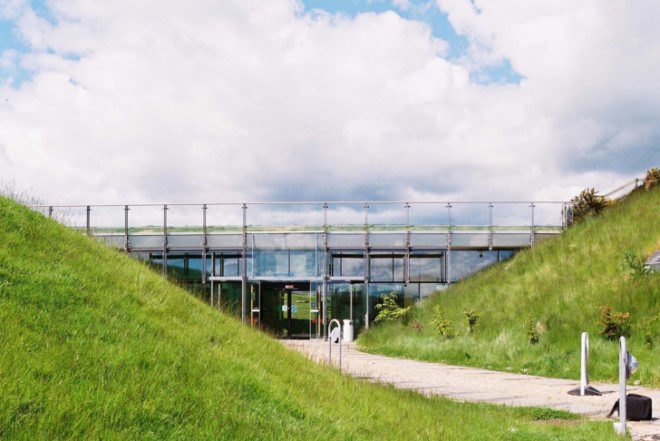 Sustainable Building,green roof,Green Materials,green Interiors,Green Lighting,energy efficiency,Eco Travel,Daylighting,biomimicry,architecture,Landscape Architecture,double glazed facade,aberdeenshire,scotland,Edward Cullinan Architects,conical building,green roof museum