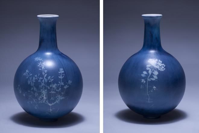 Green Products,Decorative Objects,Botanical,Art,photosensitive objects,royal college of art, uv light,london,wild weeds and flowers,british design,Blue Willow housewares,ceramic vase,