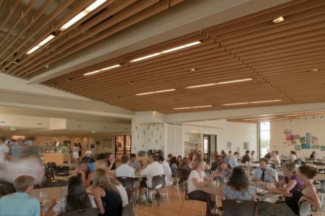 Kent Denver Dining Hall, Semple Brown Design, leed platinum, kent denver school, colorado, eco school, holistic building, sustainable food
