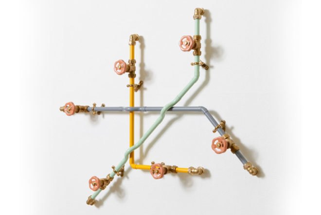 Green Products,Green Home decor,Green Materials,Decorative Objects,DIY,British design,pipeworks,recycled pipe,memphis collective,pastel colors,pipes coat hanger