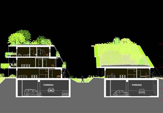 green design, eco design, sustainable design, Off Architecture, Green roof, housing complex, Anglet, France, Duncan Lewis SCape Architecture, tiered green roof