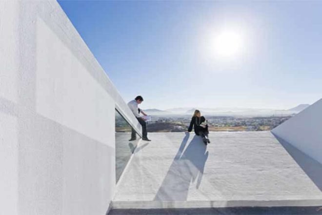 Sustainable Building,Renewable Energy,green Interiors,Architecture,mexico,chihuahua desert,sloping roofs,soil thermal mass,concrete house,productora,terraces,energy optimisation,natural light,minimal decoration,buried house