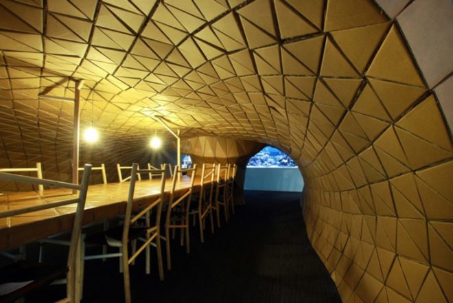 Green art, eco art, Art CO, Carbaord buulding, reclaimed art material, reused pallet, pallet furniture,Waste Not Want It, Bloomberg Philanthropy, cardboard pavilion, Lazarium,