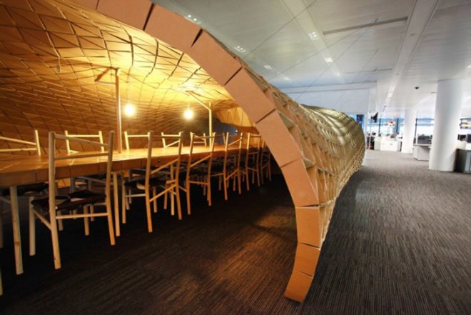 Green art, eco art, Art CO, Carbaord buulding, reclaimed art material, reused pallet, pallet furniture,Waste Not Want It, Bloomberg Philanthropy, cardboard pavilion, Lazarium,