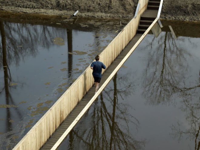 green design, eco design, sustainable design, sunken bridge, Cradle to Cradle Gold Certified, RO & AD, Netherlands, Moses Bridge, FSC wood, PEFC certified, Accys Technologies Accoya Wood, West Brabant Water line, Earthen fort, moat bridge