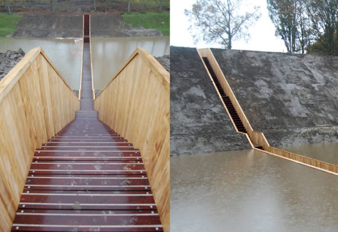 green design, eco design, sustainable design, sunken bridge, Cradle to Cradle Gold Certified, RO & AD, Netherlands, Moses Bridge, FSC wood, PEFC certified, Accys Technologies Accoya Wood, West Brabant Water line, Earthen fort, moat bridge