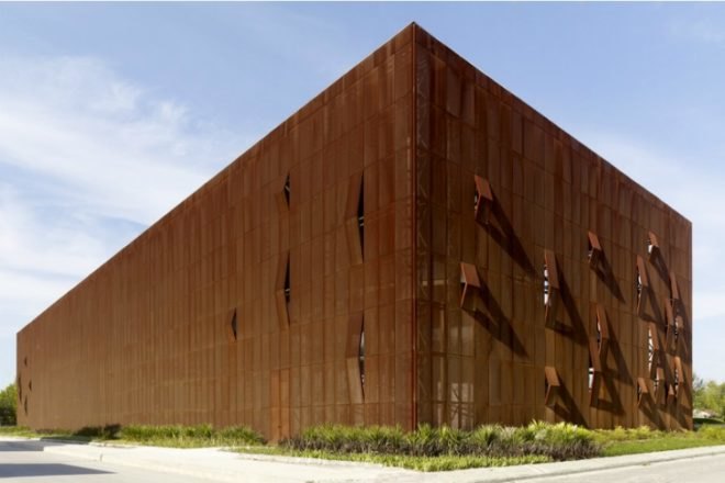 Raif Dinckok Yalova Cultura Center, Emre Arolat Architects, turkey, cultural center, shade screen, rain screen, corten steel,
