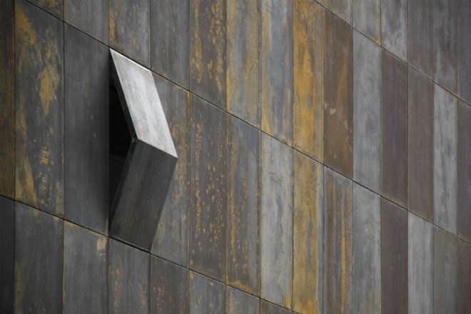 Raif Dinckok Yalova Cultura Center, Emre Arolat Architects, turkey, cultural center, shade screen, rain screen, corten steel,