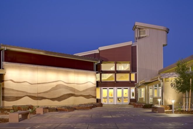 Trilogy, Trilogy Architecture, Redding, School of Arts, Redding School of Arts, California, Redwood Trees, recycled materials, LED, green design, eco-design, sustainable design, energy efficiency, natural lighting, outdoor learning, outdoor education, color