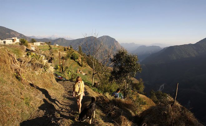 eco retreat, India green retreat, Himalayan resort, dry stack stone wall, eco building, mountain retreat, solar power, India grey water,