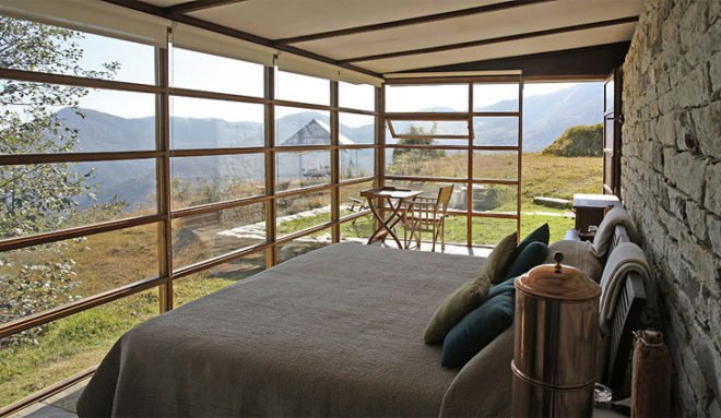 eco retreat, India green retreat, Himalayan resort, dry stack stone wall, eco building, mountain retreat, solar power, India grey water,