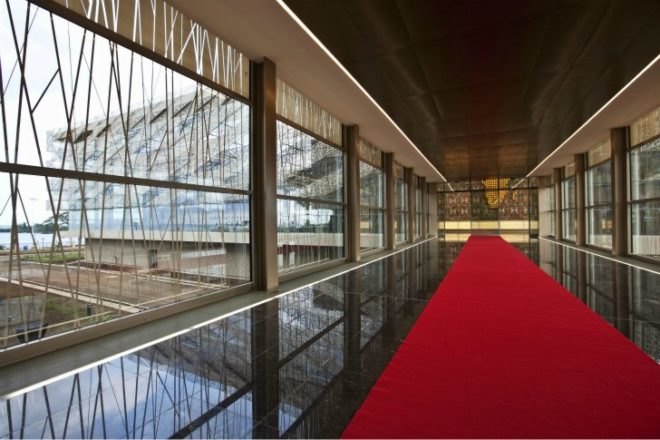 Sipopo Congress, TabanLioglu Architects, equatorial guinea, shade screen, daylighting, sun screen