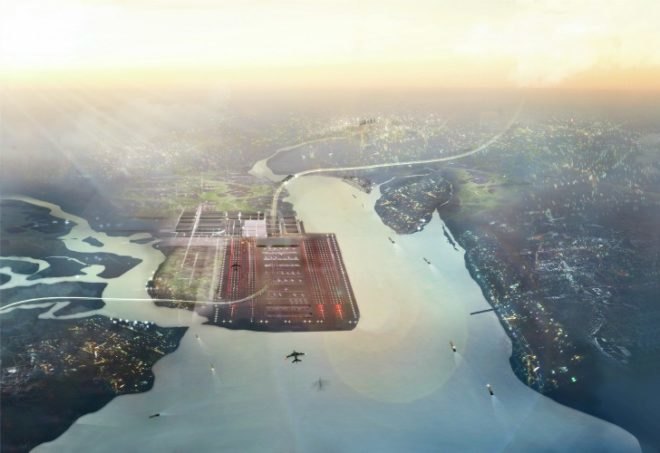 Thames Hub, Foster and Partners, uk, energy infrastructure, green transportation, renewable energy, high speed rail