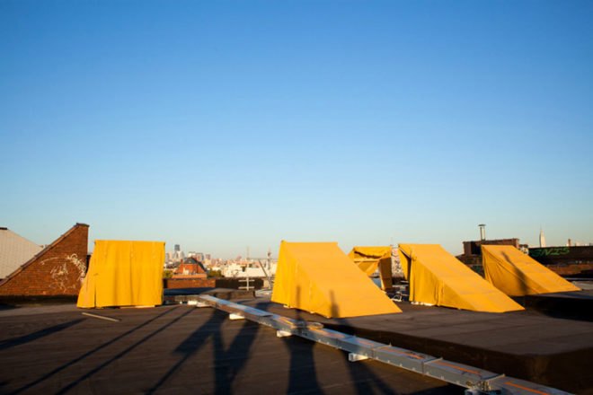 camping, urban environment, modular construction, green architecture, reclaimed wood, tents, green art, new york city