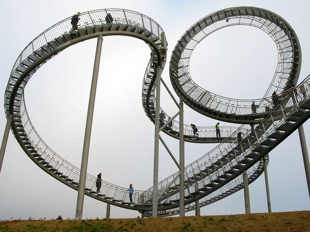 crouching tiger hidden turtle magic mountain, druisberg, Ulrich Genth, Heike Mutter, sculpture walkway germany, rollercoaster walkway, visitor site, zinc production germany, public sculpture, recreation ground