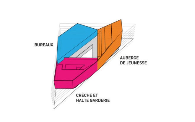 architecture, green design, eco design, sustainable design, lille, france, jds architects, jds, youth center, youth community center, recycled materials, solar panels, multi-function building, eco building, green building, sustainable building