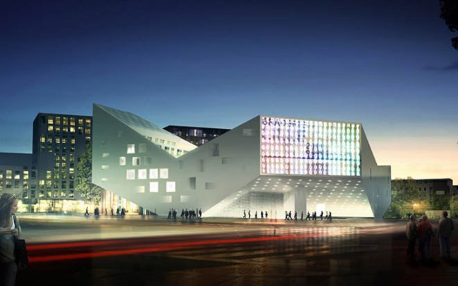 architecture, green design, eco design, sustainable design, lille, france, jds architects, jds, youth center, youth community center, recycled materials, solar panels, multi-function building, eco building, green building, sustainable building