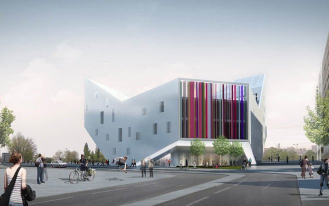 architecture, green design, eco design, sustainable design, lille, france, jds architects, jds, youth center, youth community center, recycled materials, solar panels, multi-function building, eco building, green building, sustainable building