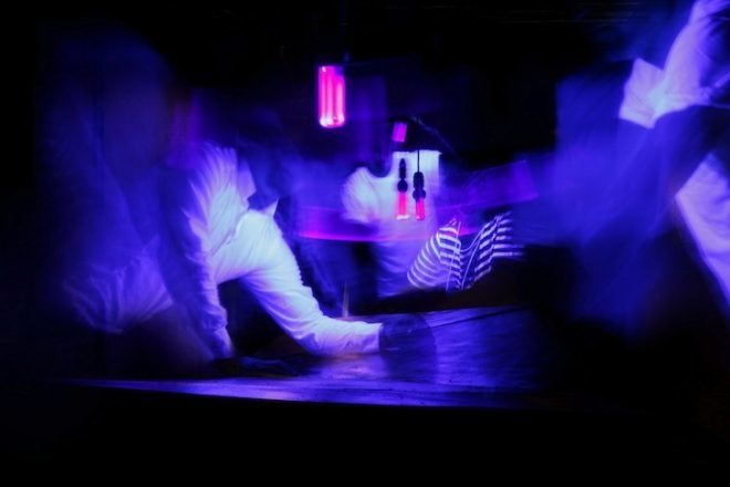 Kobe, Japan, Art in a Container, Kobe Biennale, art, environmental art, UV art, Off to On, green design, sustainable design, upcycled shipping container, theremin, eco-design, low energy, low materials