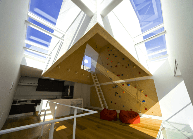 green design, sustainable design, eco-design, rock climbing, Japan, shinagawa-ku, daylighting, skylight, vertical, minimalism, small footprint, EANA