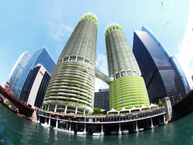 Algae Green Loop, Influx_Studio, carbon scrubbing, chicago, marina city towers, algae bioreactor, sustainable renovation