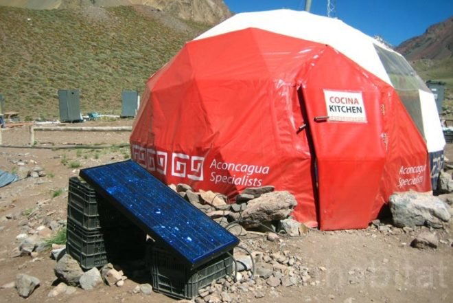 Water Issues,Renewable Energy,green technology,Green Lighting,Eco Tourism,Eco Travel,prefab architecture,solar panels,renewable energy,geodesic dome house,mule,aconcagua,argentina,andes mountains,green camping,
