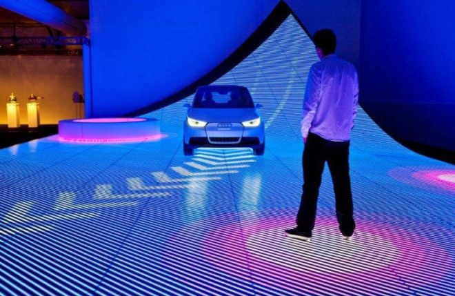 Audi and BIG, Art Basel audi, BIG Audi, Future urban street, green street, LED street, Smart transportation, A2 electric car, Audi A2, eco street, pedestrian street of the future,Electric Audi A2 car,