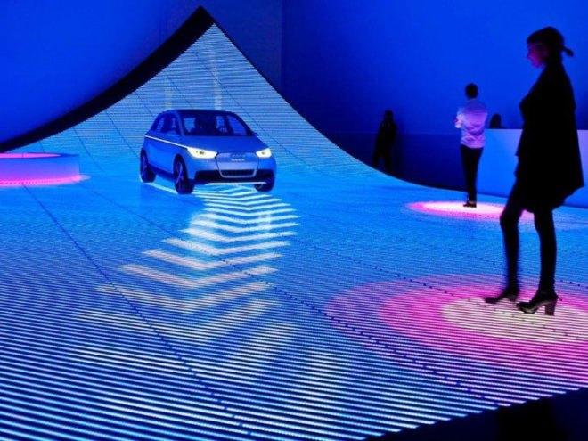 Audi and BIG, Art Basel audi, BIG Audi, Future urban street, green street, LED street, Smart transportation, A2 electric car, Audi A2, eco street, pedestrian street of the future,Electric Audi A2 car,