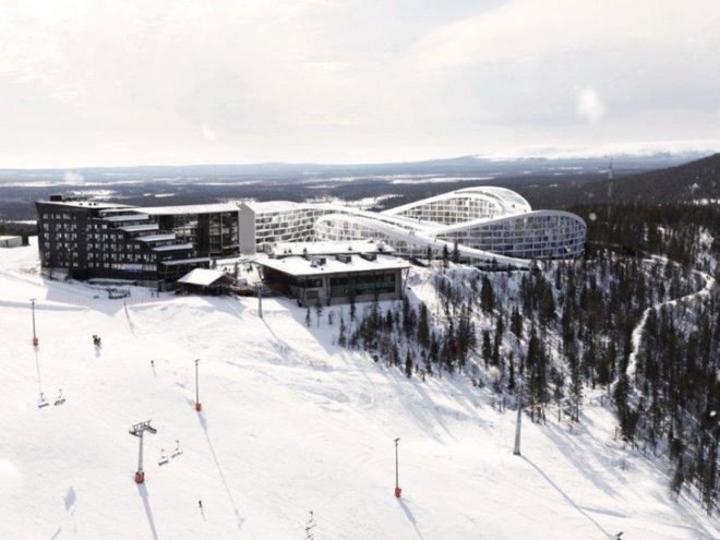 Bjarke Ingles, BIG Architects, Lapland, levi Ski Resort, Koutalaki Ski Village, Ski resort, sloping roofs, green design, eco design, sustainable design,