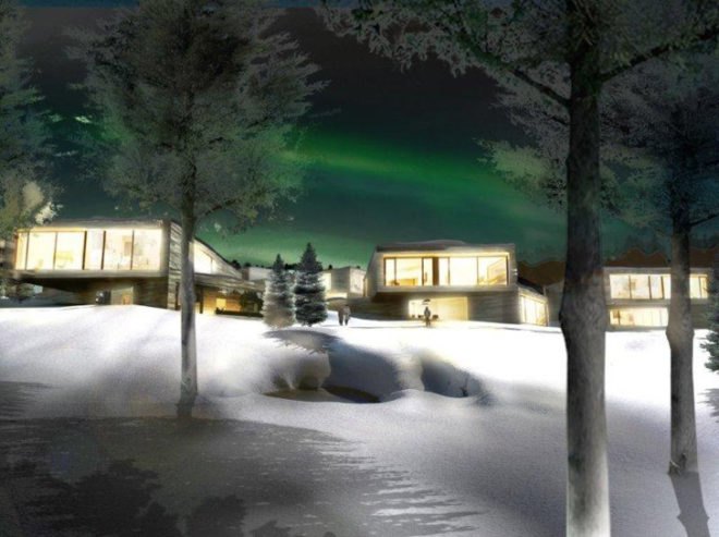 Bjarke Ingles, BIG Architects, Lapland, levi Ski Resort, Koutalaki Ski Village, Ski resort, sloping roofs, green design, eco design, sustainable design,