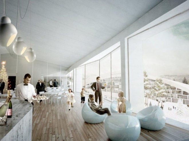 Bjarke Ingles, BIG Architects, Lapland, levi Ski Resort, Koutalaki Ski Village, Ski resort, sloping roofs, green design, eco design, sustainable design,
