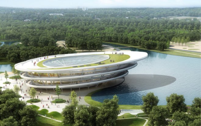 bike city, chongming bike park, JDS architects, spiraling bike park design, chinese bicycle city