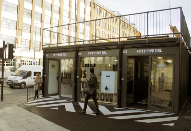 Boxpark, shipping container store controversy,shipping container store, shipping container mall, green building London, eco mall, urban design, temporary building,
