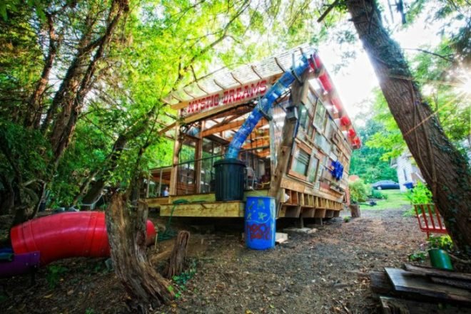 Burton Street Community, peace gardens, Asheville Design Center, student project, pavilion, recycled materials, found objects