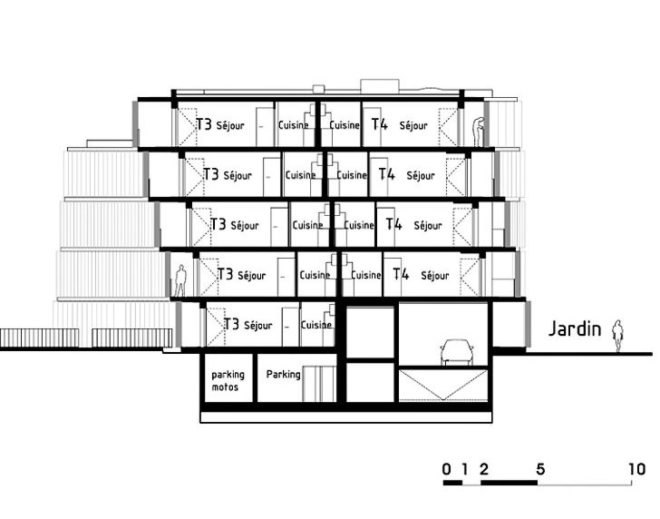 CHL Social Housing, Atelier O-S, social housing, france, louvers, solar passive design, affordable housing