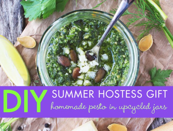 diy, dift gifts, green gifts, inhabitat diy, make it yourself, homemade pesto, pesto, recycled glass, recycled gifts, recycled crafts, green food, green holiday gifts, green design, how to recycle glass jars, recycled glass jar, how to make pesto, pesto recipe, sustainable design